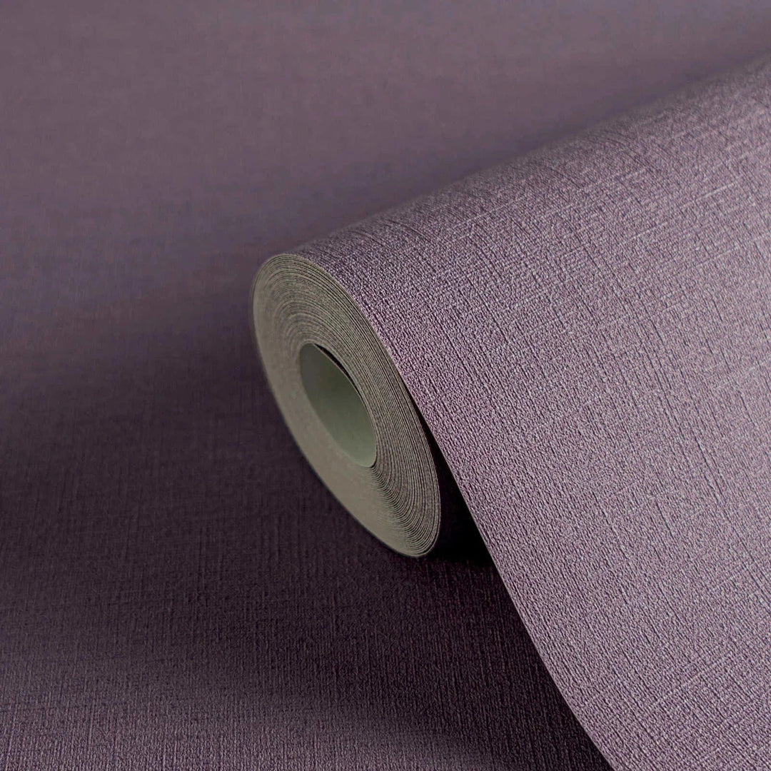 Vienkrāsainas tapetes ar lina tekstūru: violetā krāsā,  389039 AS Creation