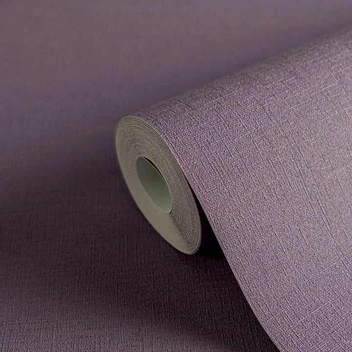 Vienkrāsainas tapetes ar lina tekstūru: violetā krāsā,  389039 AS Creation
