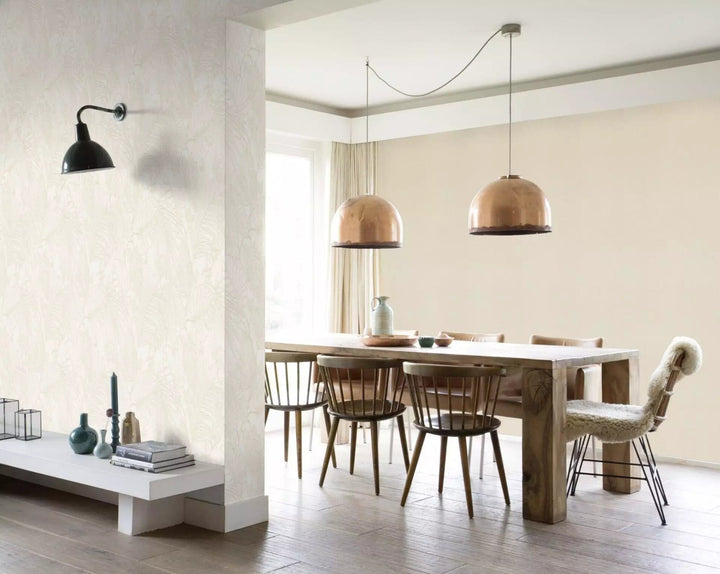 Tapetes mājīgai viesistabai istabai silti bēšā krāsā, RASCH, 633771 RASCH