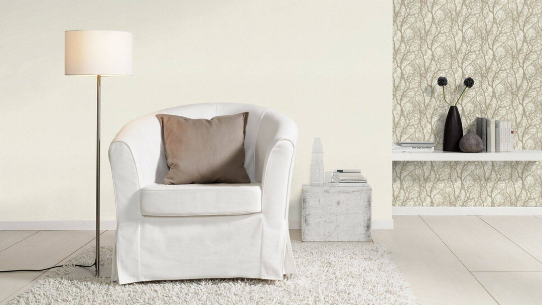 Vienkrāsainas tapetes ar tekstila faktūru gaišos toņos, 633351 RASCH