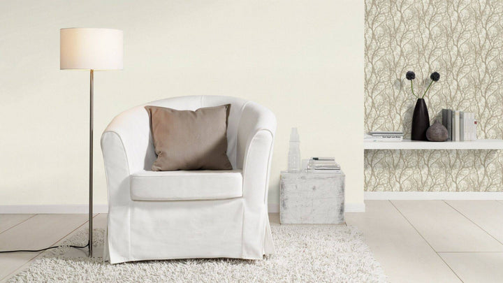 Vienkrāsainas tapetes ar tekstila faktūru gaišos toņos, 633351 RASCH