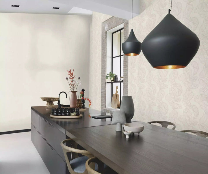 Vienkrāsainas tapetes ar tekstila faktūru gaišos toņos 810103 RASCH