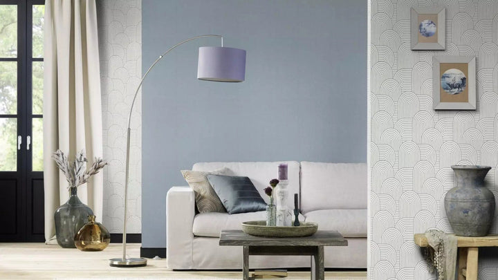 Vienkrāsainas tapetes viesistabai zilos toņos, 633658 RASCH