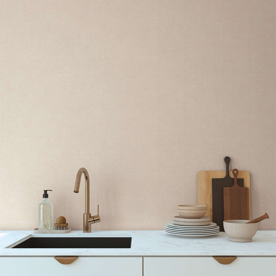 Vienkrāsainas tapetes ar tekstila izskatu - krēmkrāsā, 395652 AS Creation