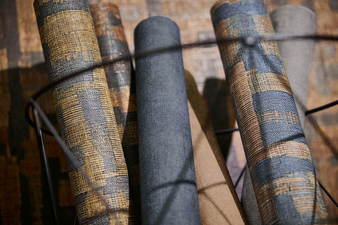 Vienkrāsainas tapetes istabai ar tekstila izskatu, tumši zilas, 395672 AS Creation