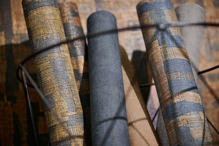 Vienkrāsainas tapetes istabai ar tekstila izskatu, tumši zilas, 395672 AS Creation