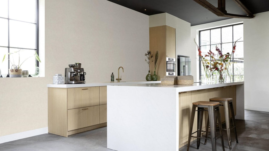 Vienkrāsainas tapetes ar tekstūru: krēmkrāsā, RASCH, 1204436 RASCH