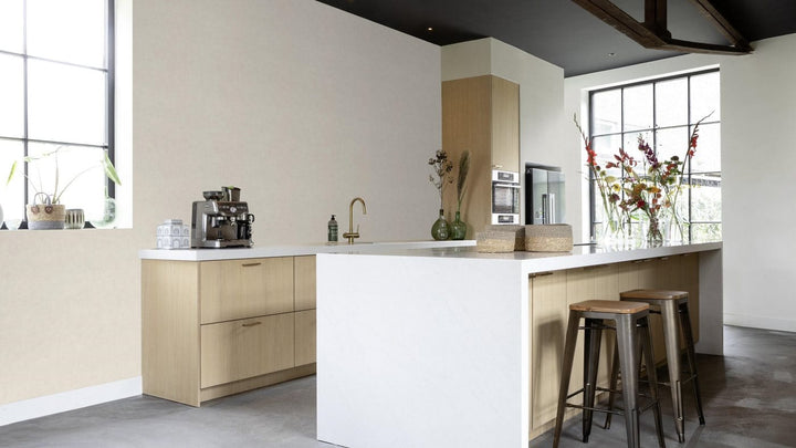 Vienkrāsainas tapetes ar tekstūru: krēmkrāsā, RASCH, 1204436 RASCH