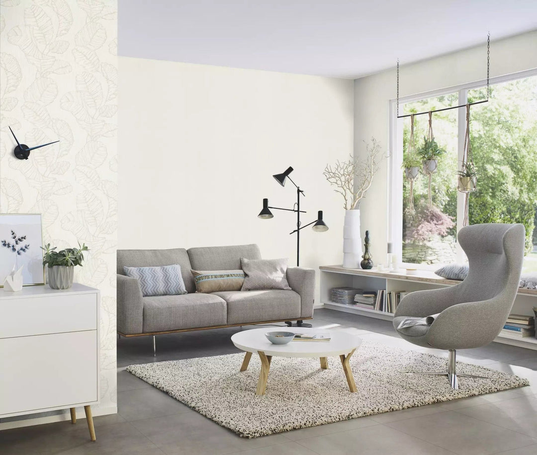 Vienkrāsainas tapetes ar vertikālu struktūru baltā krāsā, 810172 RASCH