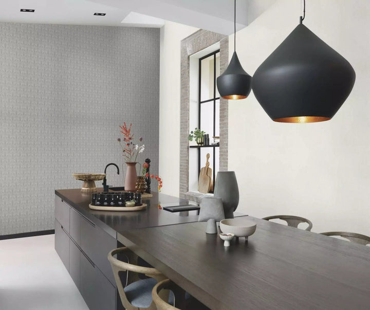 Vienkrāsainas tapetes ar vertikālu struktūru gaiši pelēkā, 810110 RASCH