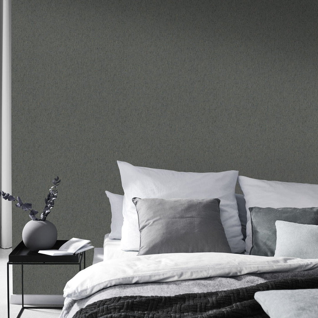 Vienkrāsainas teksturētas tapetes ar vieglu spīdumu, melnā krāsā - 3753753 Erismann