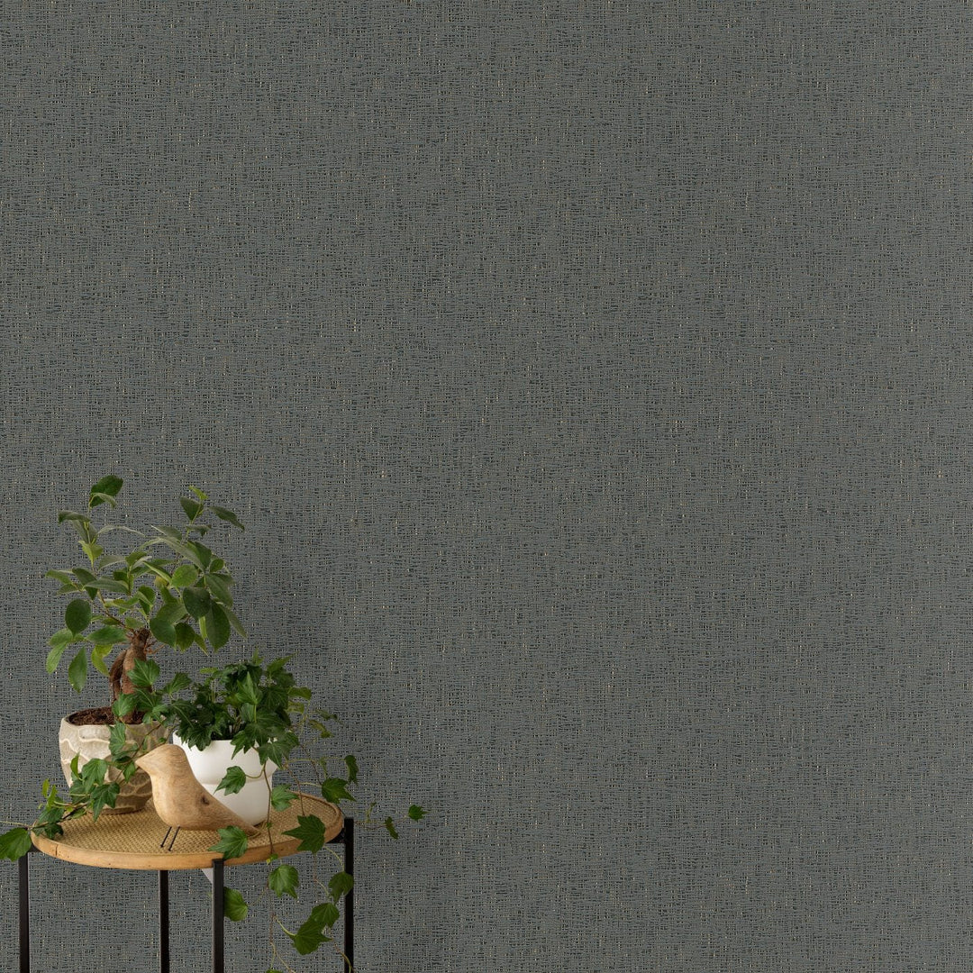 Vienkrāsainas teksturētas tapetes ar vieglu spīdumu, melnā krāsā - 3753753 Erismann