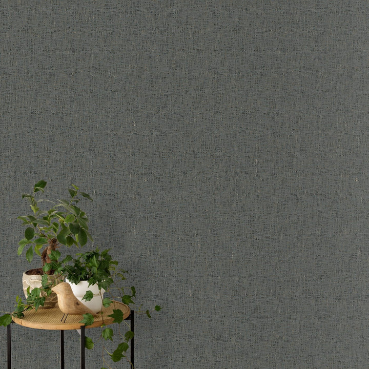 Vienkrāsainas teksturētas tapetes ar vieglu spīdumu, melnā krāsā - 3753753 Erismann