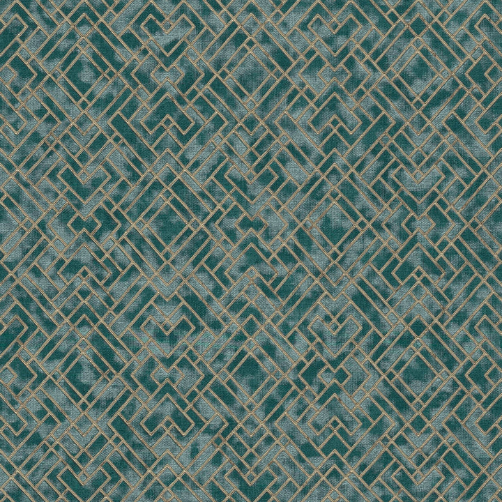 Zaļās Art Deco tapetes ar zeltainu grafisku rakstu - 1366275 AS Creation