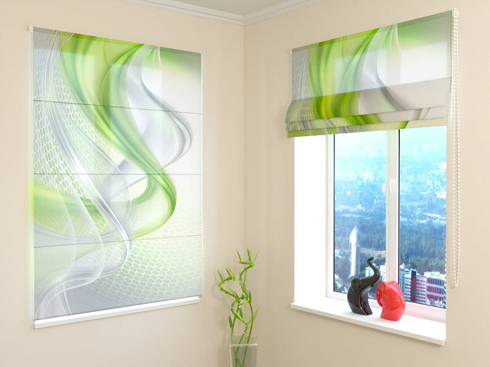 Žalūzijas ar abstrakta rakstu zaļā krāsā - izvēlēties izmēru Tapetenshop.lv