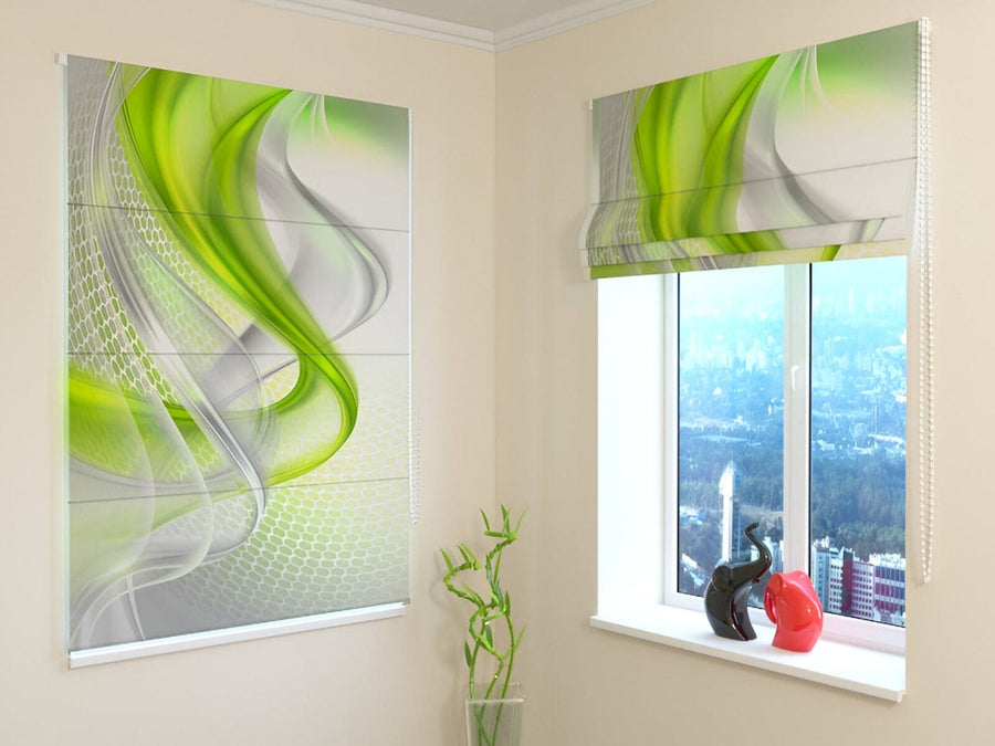 Žalūzijas ar abstrakta rakstu zaļā krāsā - izvēlēties izmēru Tapetenshop.lv