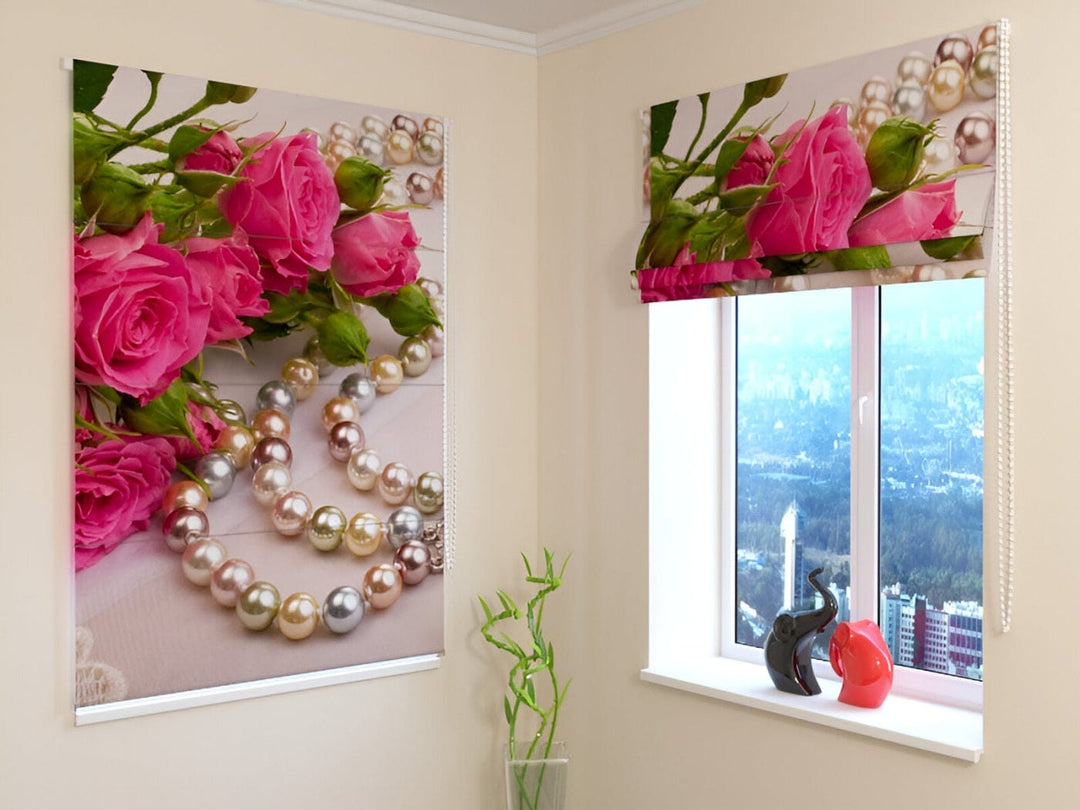 Žalūzijas ar ziediem - Rozes un pērles - guļamistabai un viesistabai Tapetenshop.lv