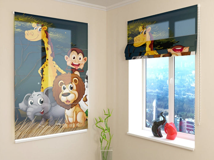 Žalūzijas bērnistabai ar Āfrikas dzīvniekiem - pielāgot izmēru Tapetenshop.lv