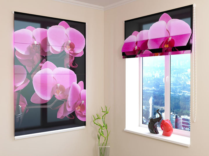 Žalūzijas - Orhideju zariņš uz melna fona - izgatavošana Tapetenshop.lv