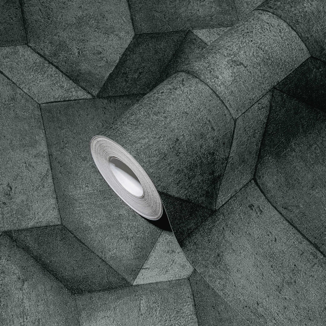 3D tapetes ar betona izskatu un faktūru melnā krāsā AS 388272 AS Creation