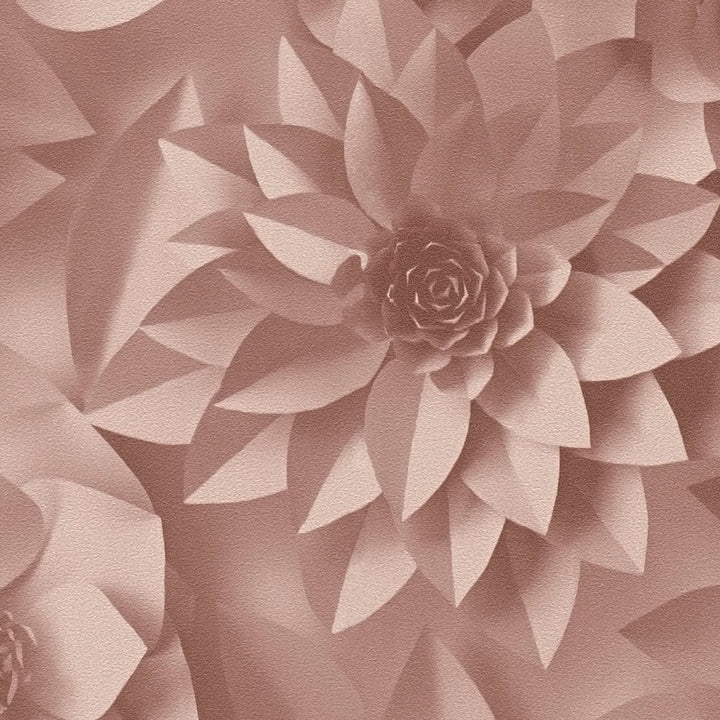 3D tapetes ar papīra ziediem, grafisks ziedu raksts - rozā, 387182 AS Creation