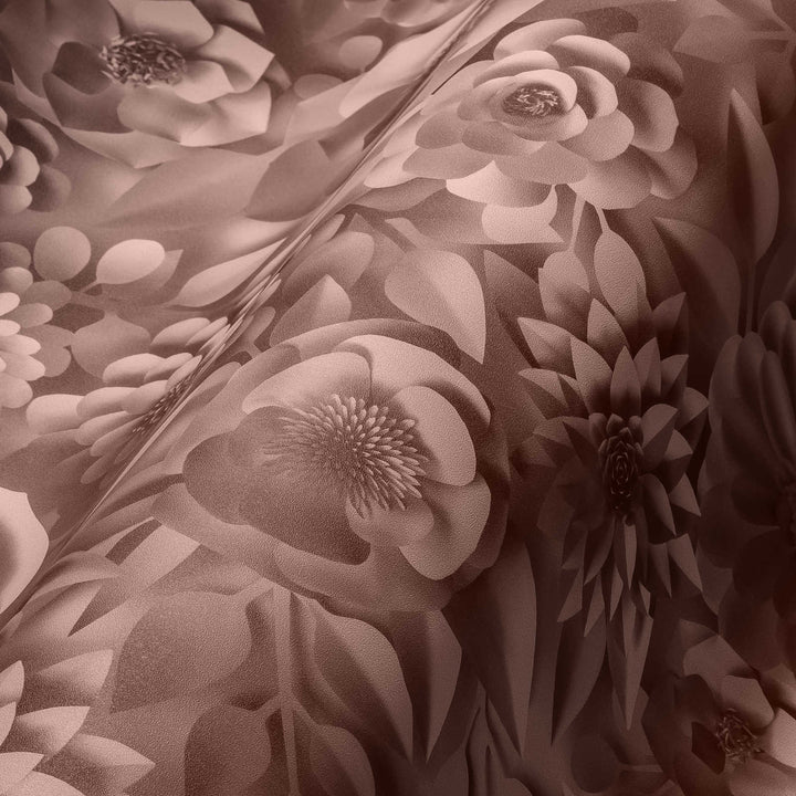3D tapetes ar papīra ziediem, grafisks ziedu raksts - rozā, 387182 AS Creation