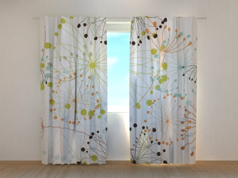 Dienas un nakts aizkari ar ziedu rakstu – Ģeometriskie ziedi Tapetenshop.lv