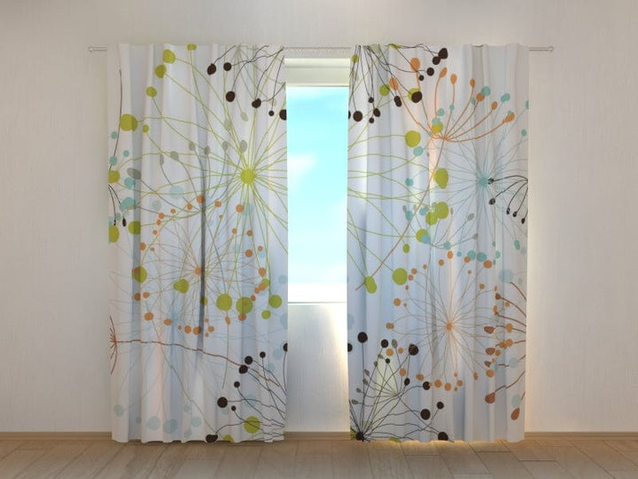 Dienas un nakts aizkari ar ziedu rakstu – Ģeometriskie ziedi Tapetenshop.lv