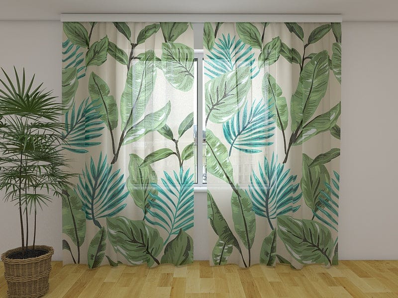 Aizkari viesistabai - Zaļas lapas Tapetenshop.lv