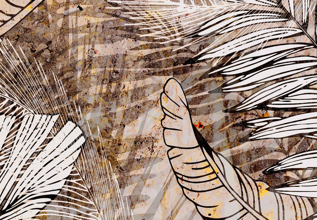 Dekoratīvais aizslietnis ar tropiskām lapām brūnos toņos 225x172 cm ART