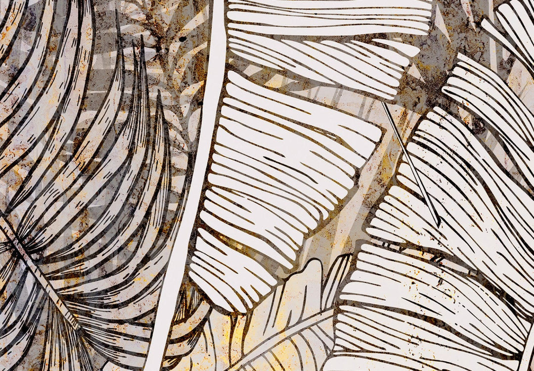 Dekoratīvais aizslietnis ar tropiskām lapām brūnos toņos 225x172 cm ART