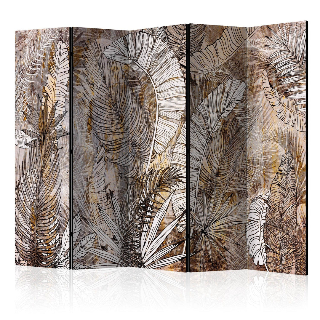 Dekoratīvais aizslietnis ar tropiskām lapām brūnos toņos 225x172 cm ART