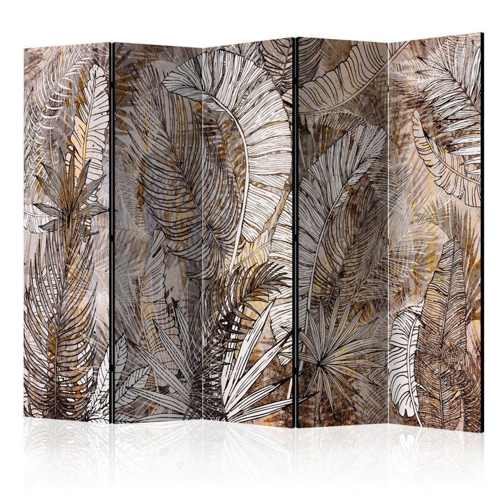 Dekoratīvais aizslietnis ar tropiskām lapām brūnos toņos 225x172 cm ART