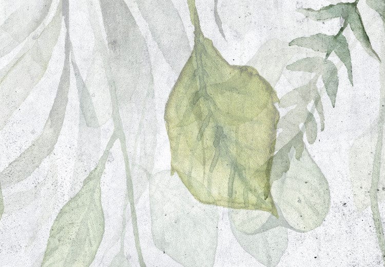 Aizslietnis ar zaļam lapām uz balta fona, 3 daļīgs 135x172 cm ART