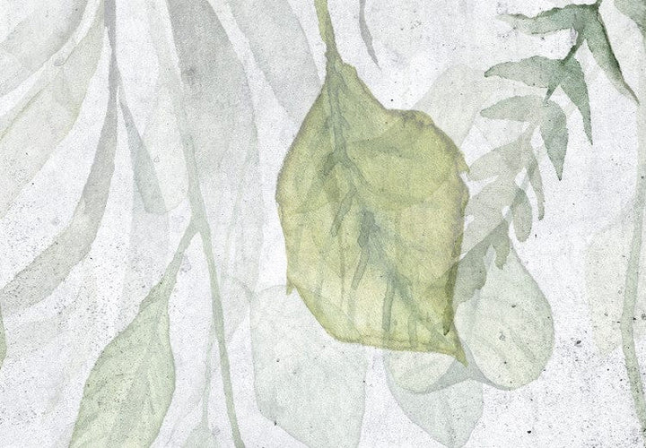 Aizslietnis ar zaļam lapām uz balta fona, 3 daļīgs 135x172 cm ART