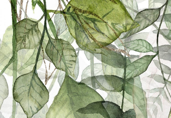 Aizslietnis ar zaļam lapām uz balta fona, 3 daļīgs 135x172 cm ART