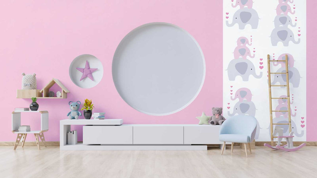 Bērnistabas tapetes meitenēm – ar ziloņiem rozā toņos, 381352, Bez PVC 🌿 AS Creation