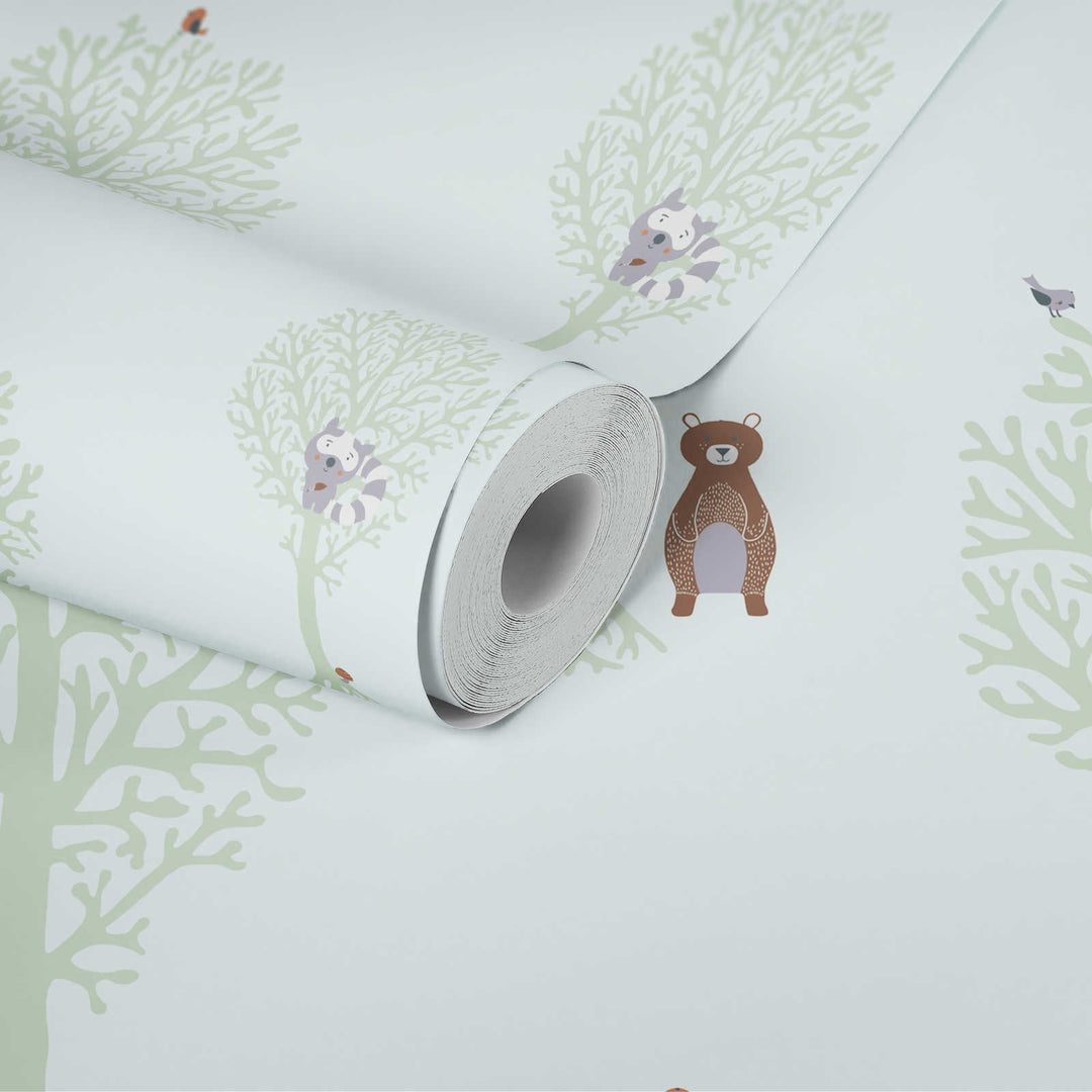 Bernu tapetes ar meža dzīvniekiem zaļā krāsā, 381342, Bez PVC 🌿 AS Creation
