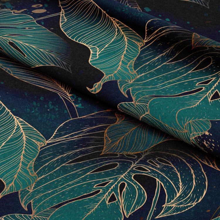 Dekoratīvie Dienas un nakts aizkari - - kompozīcija ar monsteras lapām, 147144 Tapetenshop.lv