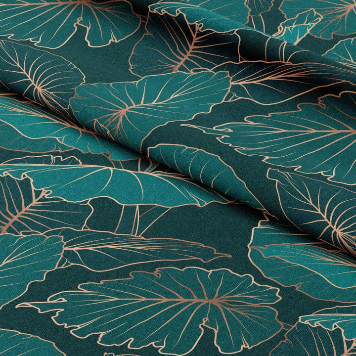 Dekoratīvie Dienas un nakts aizkari - - Nakts džungļi, botāniska kompozīcija ar alokāzijas lapām, 147162 Tapetenshop.lv