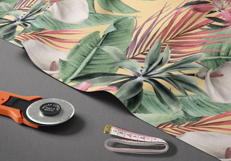 Dekoratīvie Dienas un nakts aizkari - - Raksts ar tropiskiem ziediem un lapām, 147169 Tapetenshop.lv