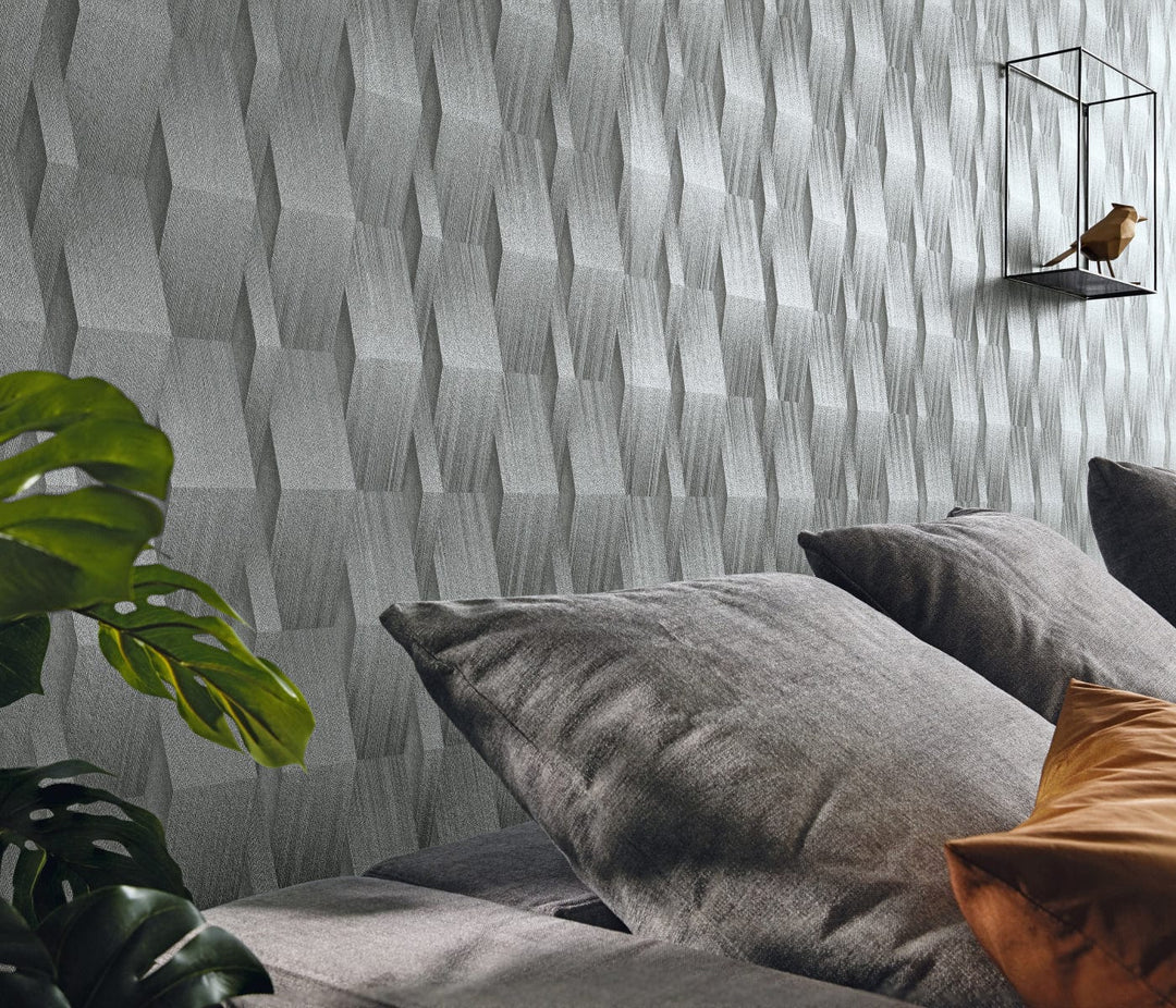 Dizaina tapetes ar modernu rakstu pelēkos toņos, 3652102 Erismann