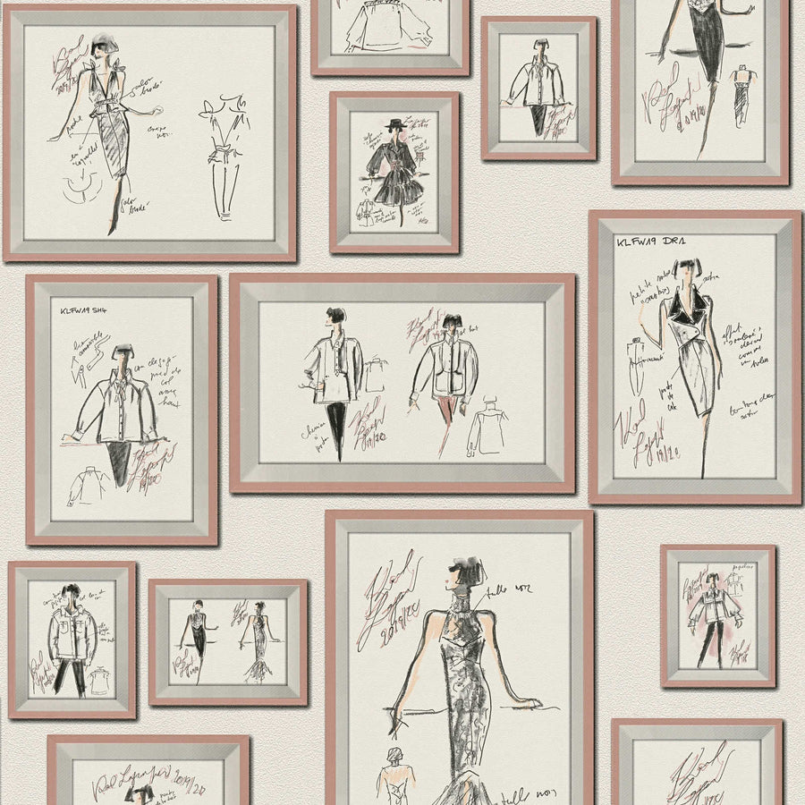 Dizaina tapetes Karl Lagerfeld rozā krāsā - 1343140 AS Creation