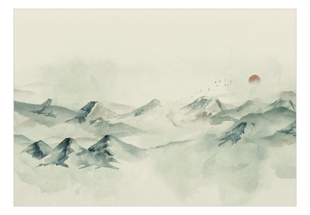 Fototapetes ar kalniem akvareļu stilā zilos toņos, 143515 G-ART