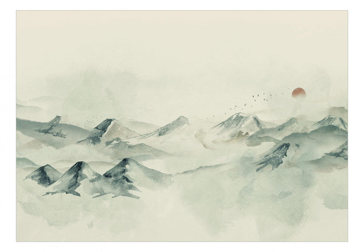 Fototapetes ar kalniem akvareļu stilā zilos toņos, 143515 G-ART
