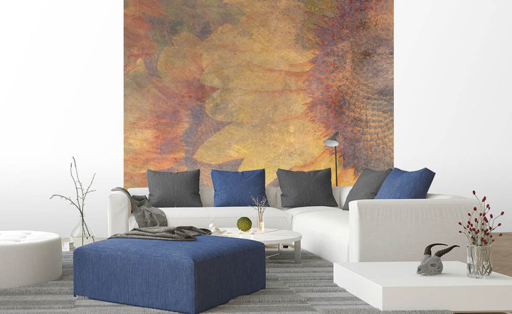 Fototapetes ar saulespuķēm vintāžas stilā, D383 D-ART