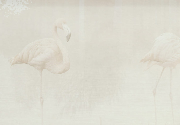Fototapetes ar flamingo un dabu pasteļtoņos G-ART