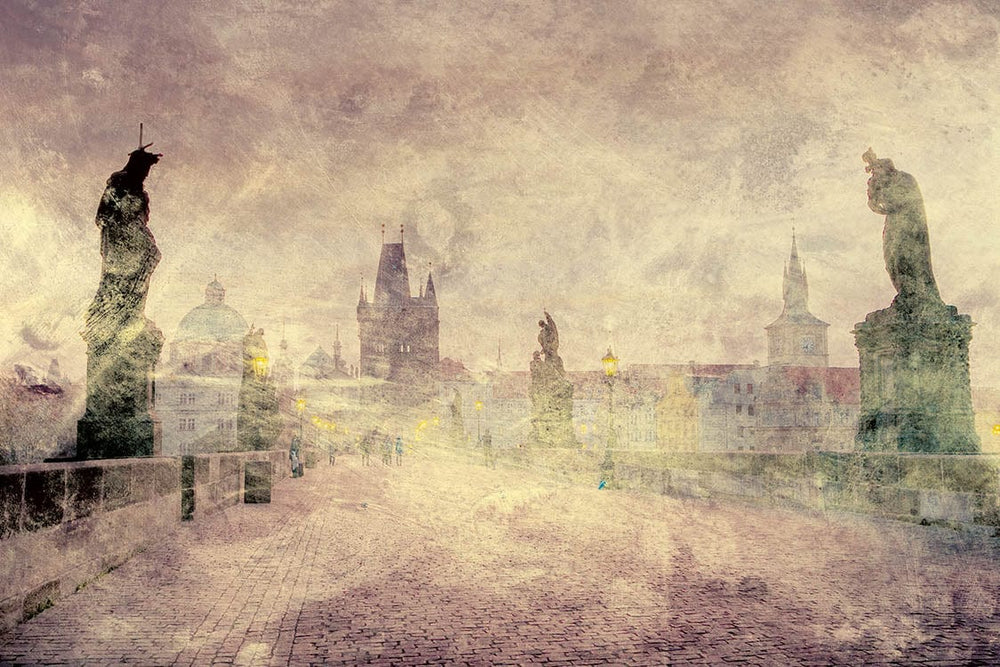 Fototapetes Kārļa tilts tumša vaniļas krāsā (Prāgā, Čehijā) D371 D-ART