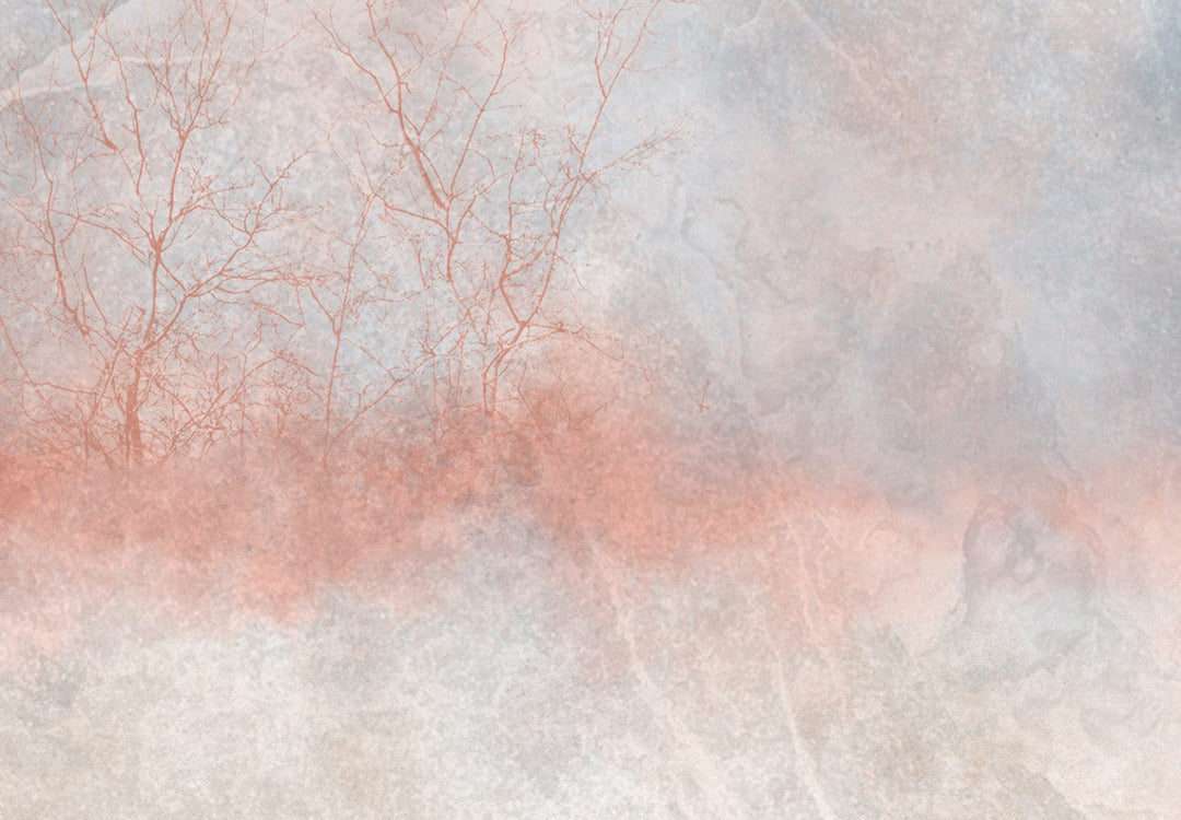 Fototapetes - Pavasara panorāma pelēkā un rozā krāsā G-ART