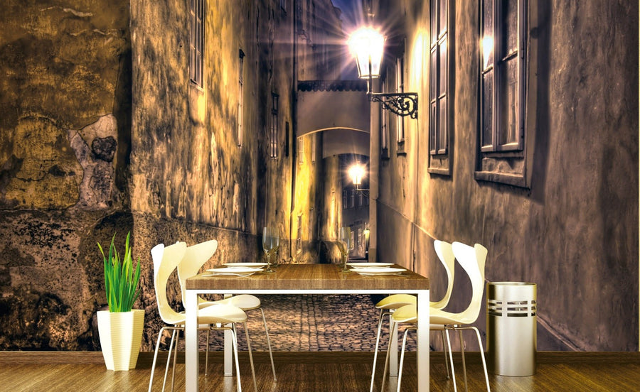 Fototapetes ar nakts ieliņu un romantisku noskaņojumu D-ART